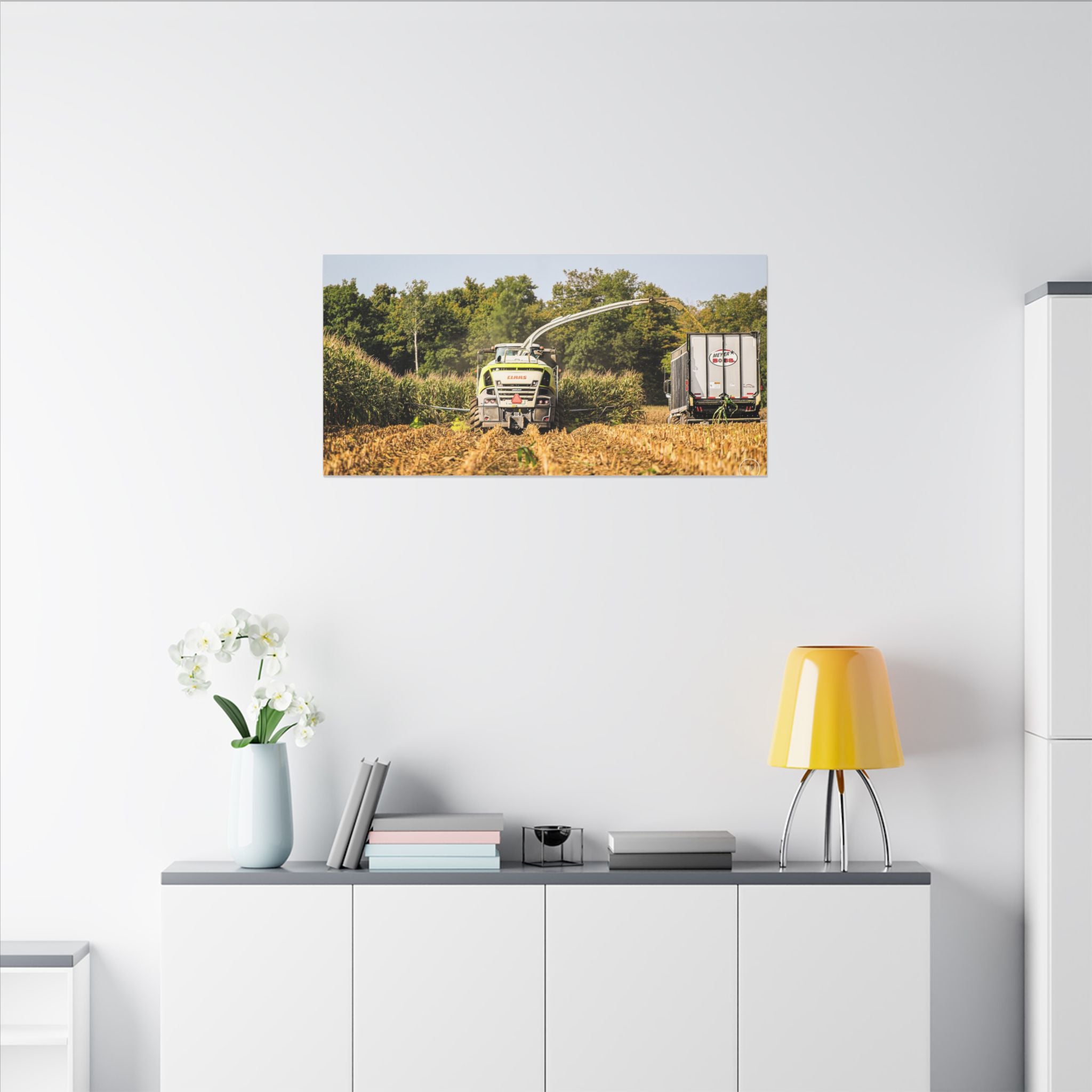 Claas Chopping Corn Matte Canvas Print — Agricultural Field Machinery Wall Art