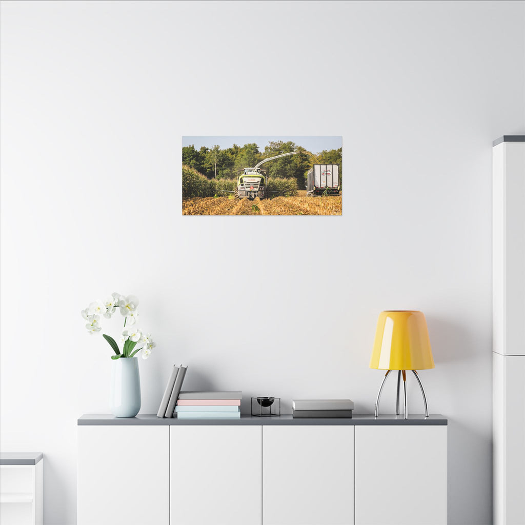 Claas Chopping Corn Matte Canvas Print — Agricultural Field Machinery Wall Art