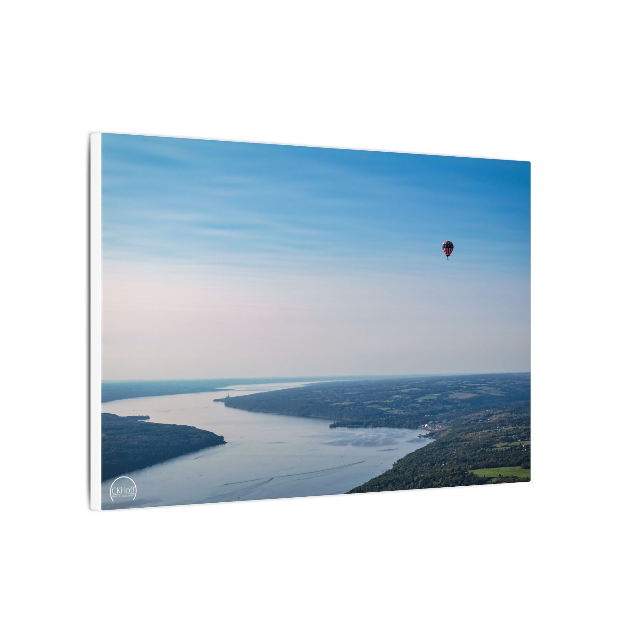 Hot Air Balloon Over Narrow - Matte Stretched Canvas Wall Art