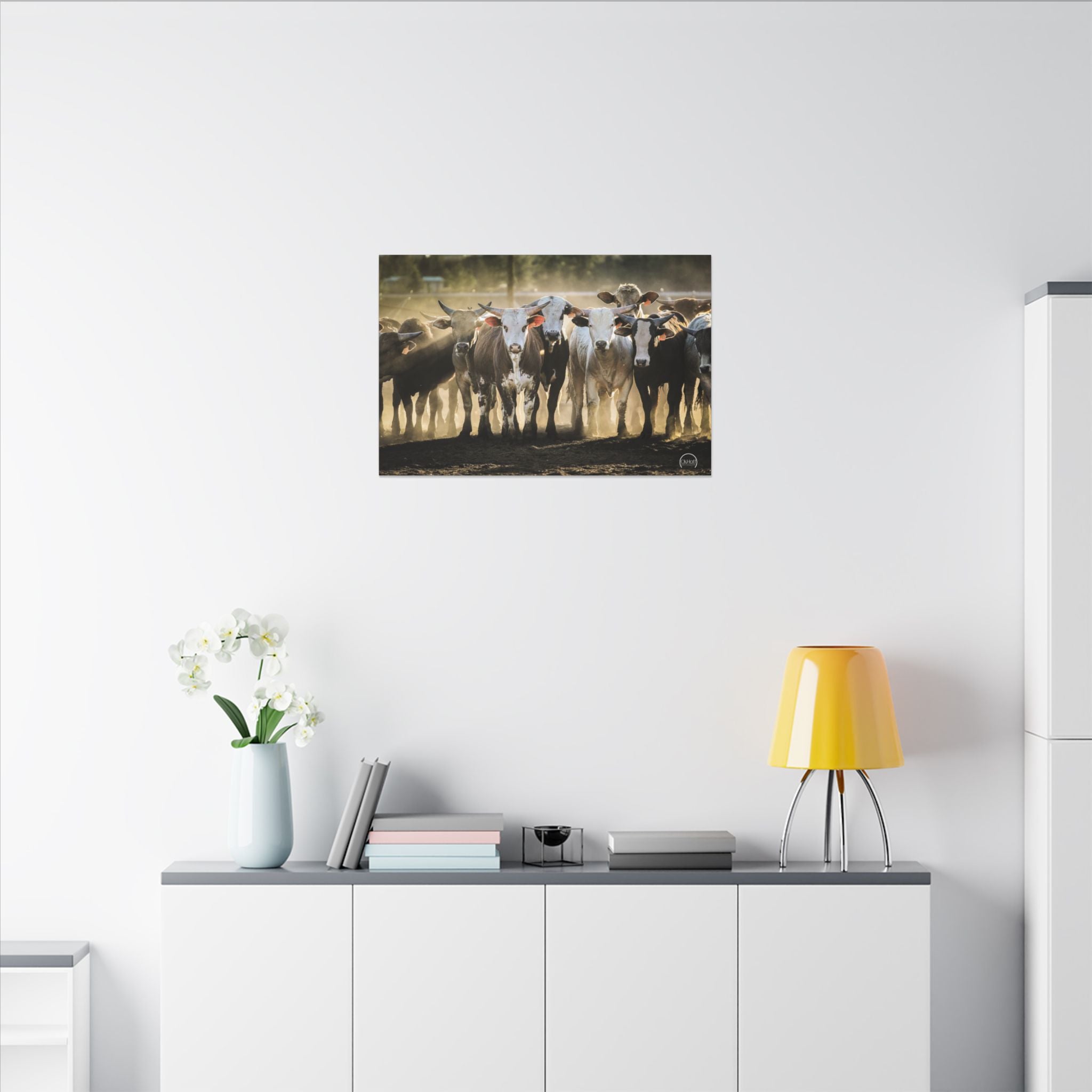Herd of Bulls Matte Canvas Wall Art — Rustic Farmhouse Photography