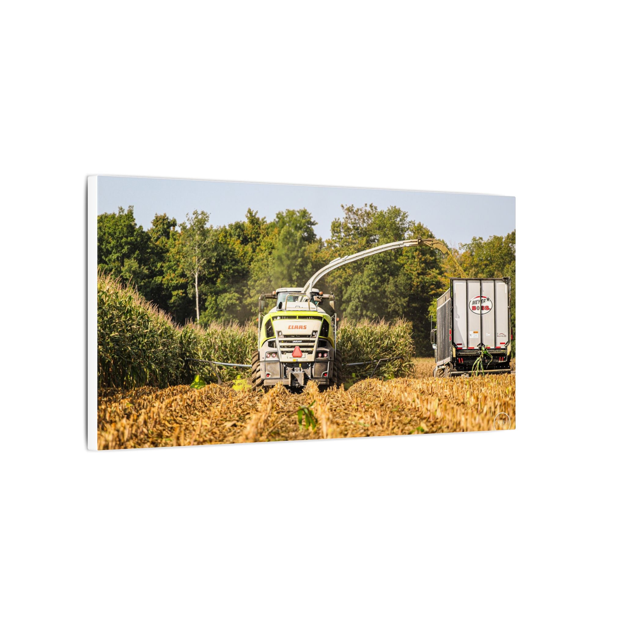 Claas Chopping Corn Matte Canvas Print — Agricultural Field Machinery Wall Art