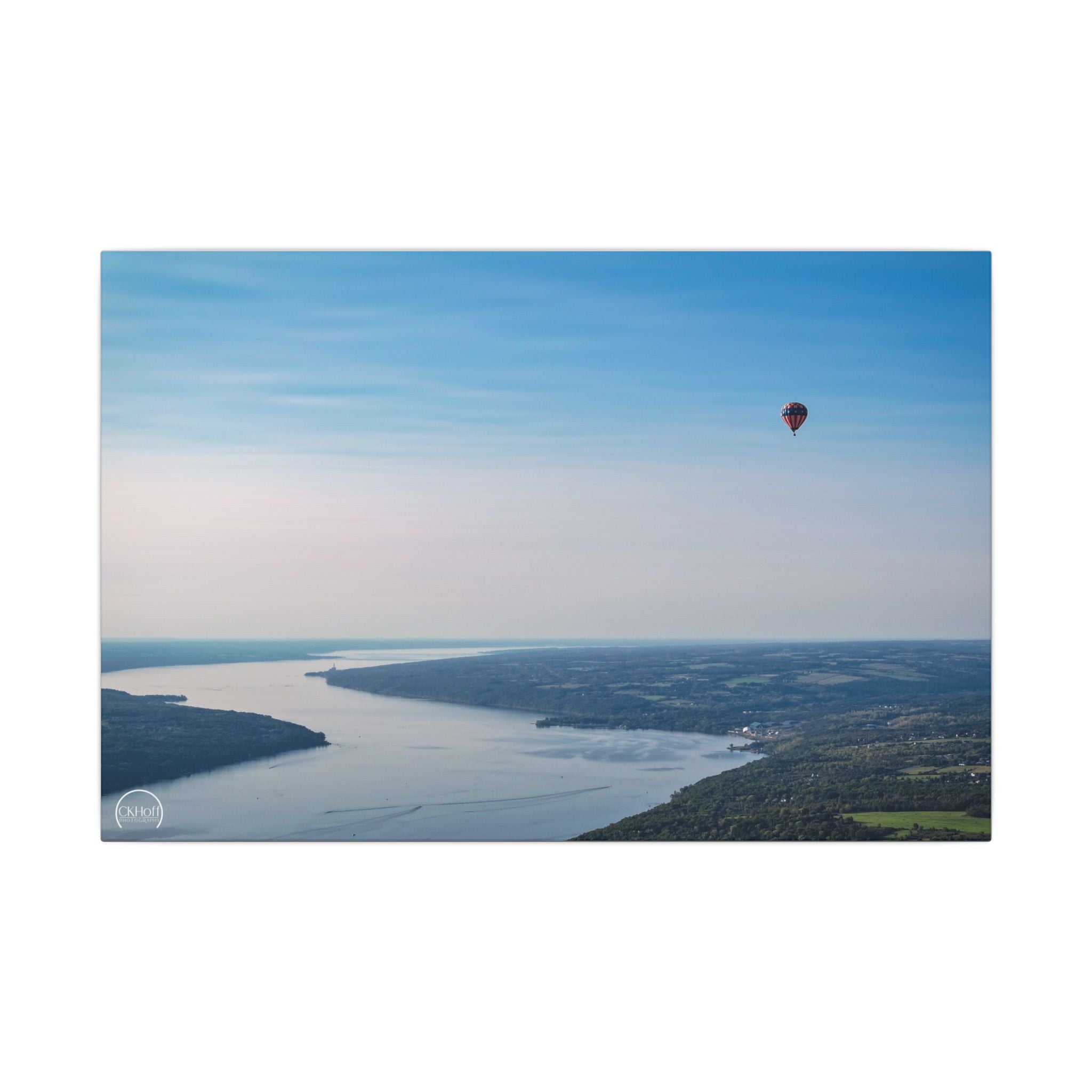 Hot Air Balloon Over Narrow - Matte Stretched Canvas Wall Art