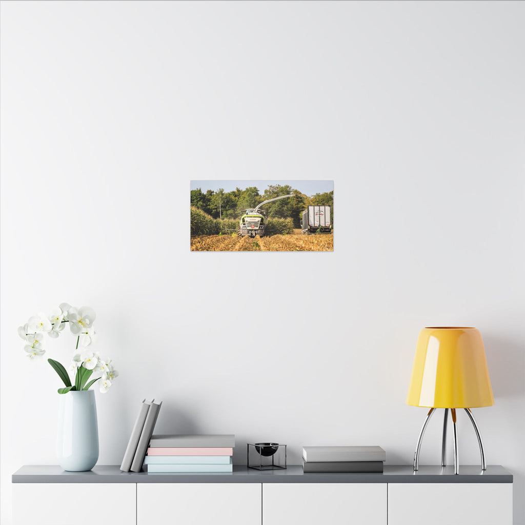 Claas Chopping Corn Matte Canvas Print — Agricultural Field Machinery Wall Art