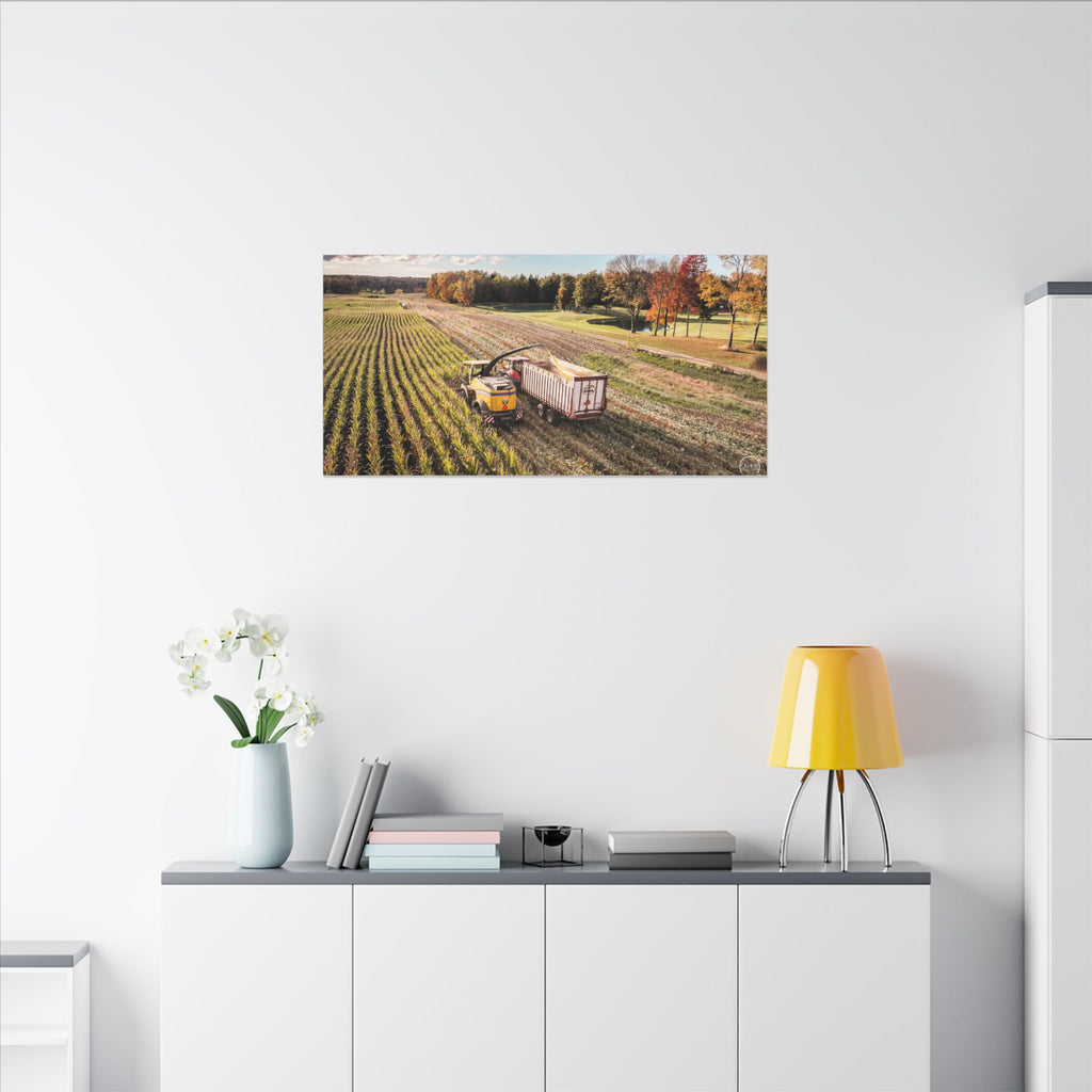 New Holland Chopper, Fall Canvas Print — Autumn Farm Landscape Wall Art