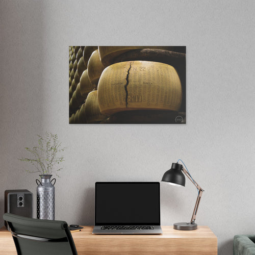 Aged Parmesan Wheel Photography | Canvas Print - Rustic Kitchen Wall Art
