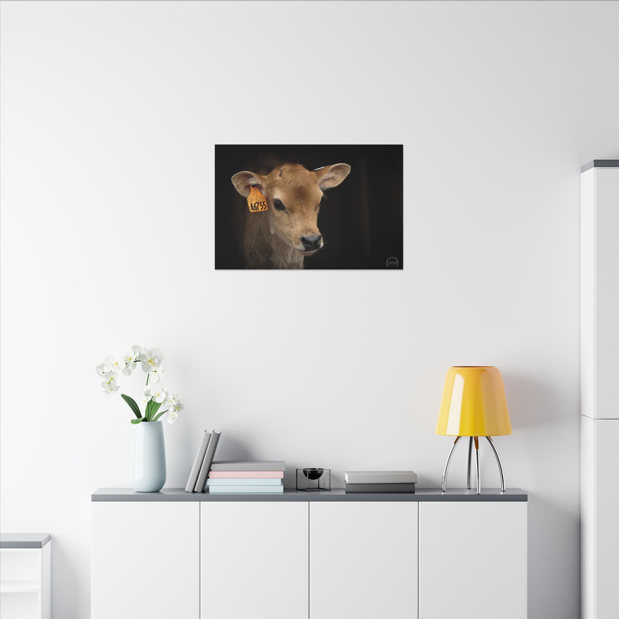 Jersey Calf Portrait Canvas Print — Rustic Farm Animal Wall Art