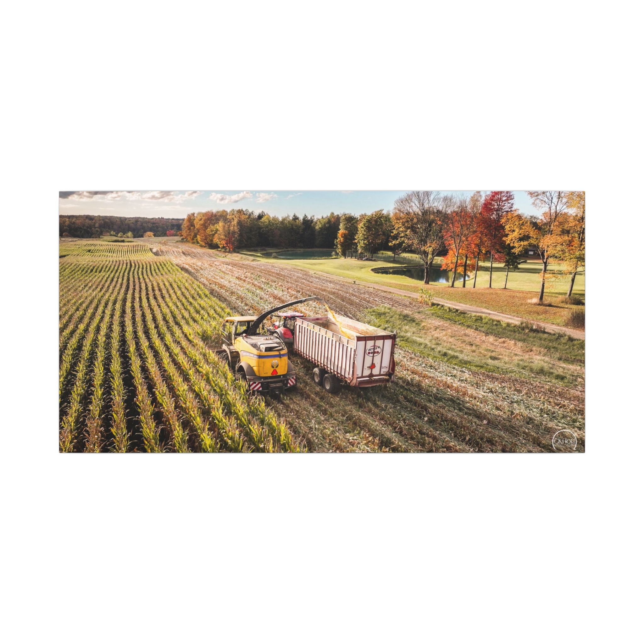 New Holland Chopper, Fall Canvas Print — Autumn Farm Landscape Wall Art