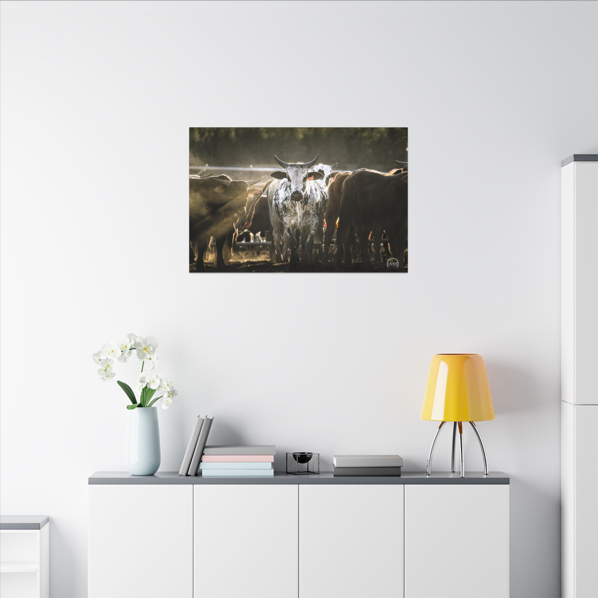Longhorn Cattle Matte Canvas Wall Art — Rustic Ranch Decor