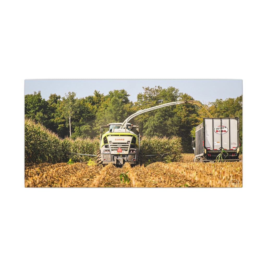 Claas Chopping Corn Matte Canvas Print — Agricultural Field Machinery Wall Art